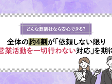 どんな葬儀社なら安心できる？全体の約4割が「依頼しない限り営業活動を一切行わない対応」を期待